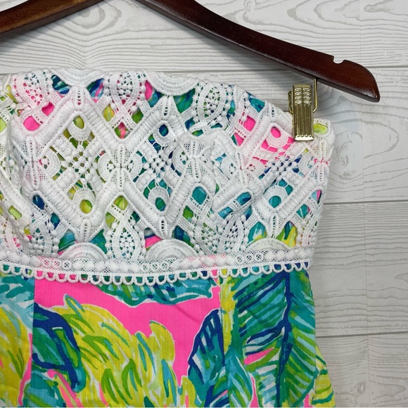 Lilly Pulitzer Brynn Strapless Dress Pink Sunset Print Size 00 - Picture 3 of 7
